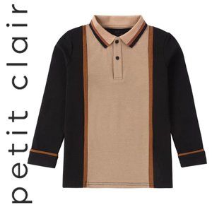 Petit Claire Tan, Black and Brown Colorblock Polo